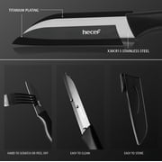 Hecef 11-Piece Flatware Set, Portable Stainless Steel Silverware Set with Black Titanium Coating