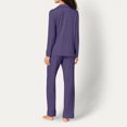 thumbnail image 5 of Womens Plus Size Pajama Sets Long Sleeve Button Up Pjs and Casual Wide Leg Pants Knit Solid Color Fall Sleepwear Set with Pocket Size S-5XL, 5 of 8