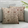 thumbnail image 3 of GOSMITH Decorative Throw Pillow Case Farmhouse Pattern Brown Beautiful Jacobean Floral Meadow Flowers Blossom Florets Bud Country Cream Crewel Cushion Cover Pillowcasefor Couch Sofa Bed, 3 of 5