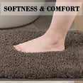 thumbnail image 3 of PiccoCasa Thick Plush Bath Mat Rugs Floor Kitchen Door Rug Soft Microfiber Non-slip TPR Rubber Carpet Brown 16" x 24", 3 of 8