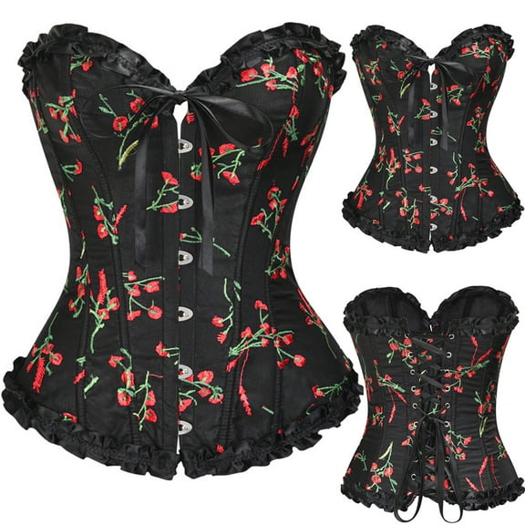 Jsaierl Women's Corset Top Lace Up Sleeveless Halloween Costumes Renaissance Corset Vintage Corset Lingerie Going Out Bustier Shapewear