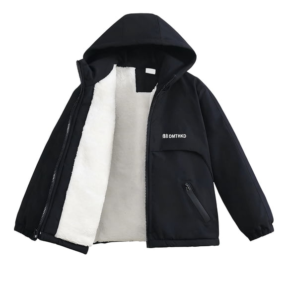 MEZZALL Boys Winter Fuzzy Windbreaker Jacket Warm Thermal Insulated Outdoor Coats For Toddler Kids Youth Comfort Long Sleeve Outerwear Tops