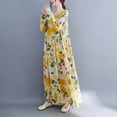 thumbnail image 4 of Vestido suelto de mujer Vintage estampado manga larga cuello redondo cintura alta Casual vestid Abanopi  Vestido, 4 of 7