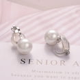 thumbnail image 5 of Yoursfs 10mm White Faux Pearl Clip on Earrings for Women Silver Non Pierced Clip Earrings Non Painful for Bridal  Wedding Jewelry, 5 of 5