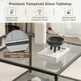 thumbnail image 6 of Spaco Modern 2-Tier Square Glass Coffee Table with Mesh Shelf-Gray, Modern Coffee Table for Living Room Office Reception, 6 of 7