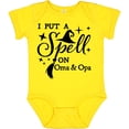 thumbnail image 3 of Inktastic I Put a Spell on Oma and Opa Witch Hat and Broom Boys or Girls Baby Bodysuit, 3 of 5