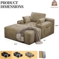 thumbnail image 5 of MoonSpeak 67'' Chaise Lounge Chair Corduroy Cloud Sofa Bed No Assembly with 3 Pillows for Livingroom, 5 of 9