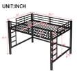 thumbnail image 3 of Leumius Queen Size Metal Loft Bed Frame, Loft Bed with Easy Climbing Ladder and Guardrails for Kids Teens Adults Black, 3 of 9