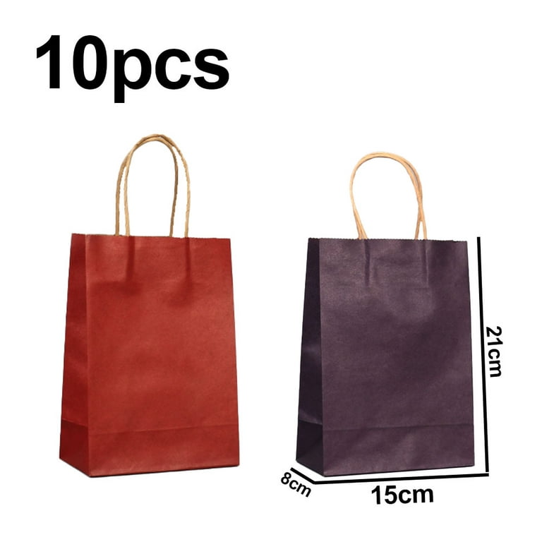 10 Pack 5.25x3.25x8.25 Inch Small Plain Natural Paper Gift Bags with  Handles Bulk, Kraft Bags for Birthday Party Favors Grocery Retail Shopping