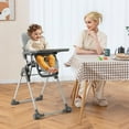 thumbnail image 4 of INFANS Baby High Chair, Convertible Quick Folding Portable Highchair for Babies and Toddlers with Adjustable Height Backrest Footrest 2 Wheels Removable Tray, Easy to Clean PU Seat, 4 of 9