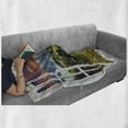 thumbnail image 6 of Countryside Soft Flannel Fleece Blanket, Sunrise over Mountains Rural Village Scene Through Open Window, Cozy Plush for Indoor and Outdoor Use, 50" x 70", Olive Green and Multicolor, by Ambesonne, 6 of 6