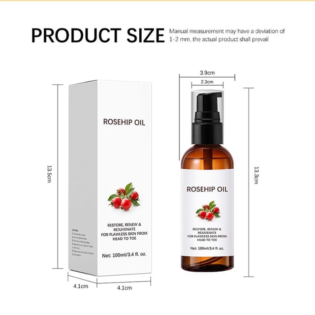 Aceite esencial de rosa mosqueta, cuidado del cabello, hidratación, piel, spa, raspado, masaje, aceite esencial, 100 ml de suero de agua.