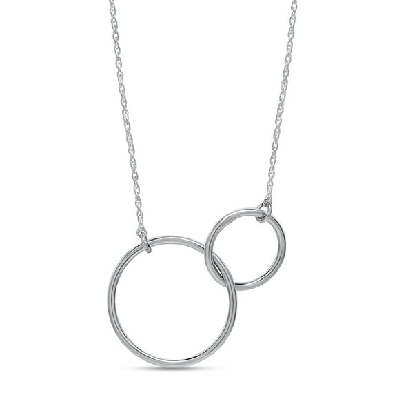 Interlocking Double Circle Pendant Necklace in 10k White Gold Jewelry for Women