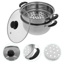 Omeite Extra thick stainless steel steamer soup pot non-stick small stew pot (20cm double handle thickened single bottom (with steaming grid))