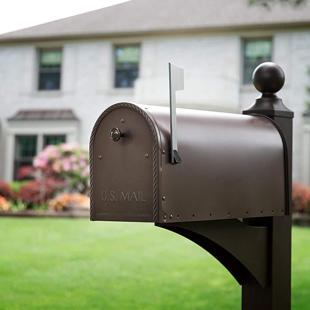 Gibraltar Mailboxes Edwards Large, Steel, Post Mount Mailbox, Venetian Bronze, EM160VB0