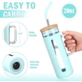 thumbnail image 6 of MUKOKO 20oz Glass Water Tumble with Straw and Bamboo Lid, Reusable Water Bottle with Water Marker, Iced Coffee Cup with Straw Silicone Protective Sleeve-Light Blue, 6 of 6
