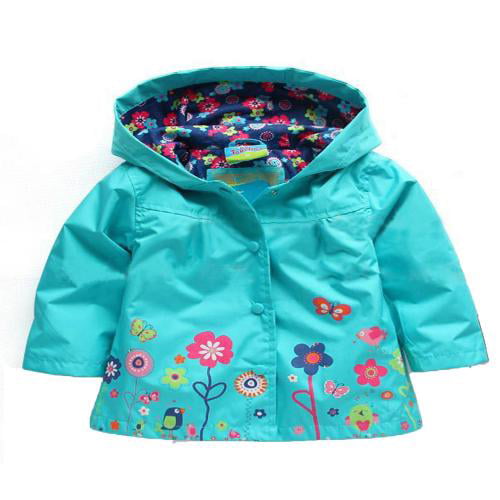 Fulision 2-8 Years Old for Little Girl Cute Printing Waterproof Hooded Raincoat