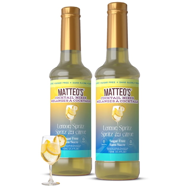 Matteo's Sugar Free Cocktail Flavoring Syrup, Lemon Spritz, Delicious Coffee Syrup, 0 Calories, 0 Sugar, Keto Friendly (750mL, 2-pack)