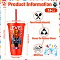 thumbnail image 3 of Armscye 12 Pcs Video Game Party Favor Plastic Tumblers, 24 oz Plastic Tumblers with Lids and Straws, Reusable Video Gaming Cups for Classroom, Birthday, Gamer Party Favor Filler Supplies, 3 of 8
