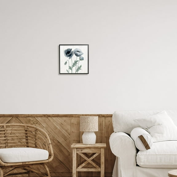 Stupell Industries Spring Poppy Blossoms Budding Flowers Rustic Design Graphic Art Black Framed Art Print Wall Art, Design by Kourtni Gunn