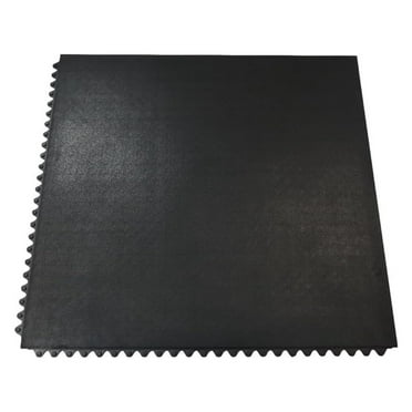 saney Revolution Interlocking Rubber Floor - 12mm x 36 in x 36 in Rubber Tiles - Black - 1 Pack