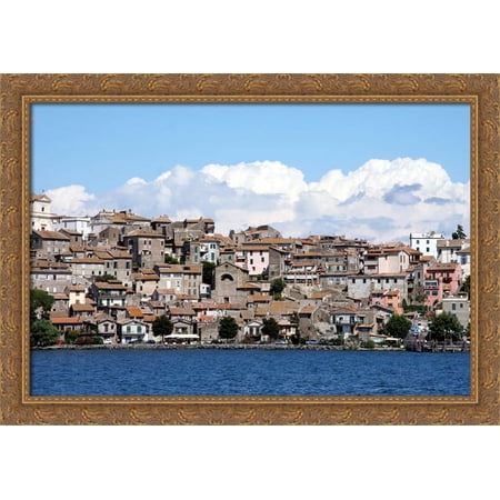 Anguillara Sabazia, Italy 40x28 Large Gold Ornate Wood Framed Canvas Art