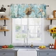 thumbnail image 2 of 2 Pack Ocean Turtle Valance for Window Retro Blue Nautical Starfish Sealife Kitchen Valance Rod Pocket Short Curtain Topper Decorative Window Treatment for Living Room Bedroom 42"x12", 2 of 8