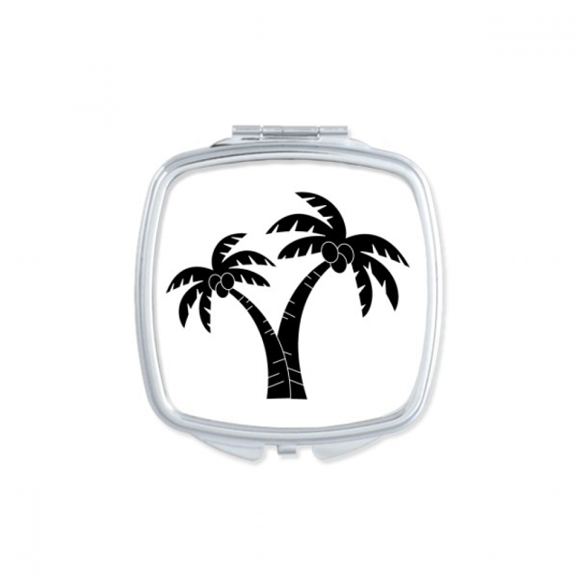 Coconut Tree Plage Contour Carré Miroir Portable Poche Compact Maquillage Double Face en Verre