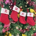 thumbnail image 2 of TETOU Christmas Stockings Small Embroidered Letter Knitted Xmas Hanging Stocking Christmas Decor Red, 2 of 9