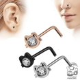 thumbnail image 2 of 1Pc cara de gato 20g 316l acero quirúrgico nariz anillo en forma de l acero cz gemas joyería piercing del cuerpo, 2 of 5