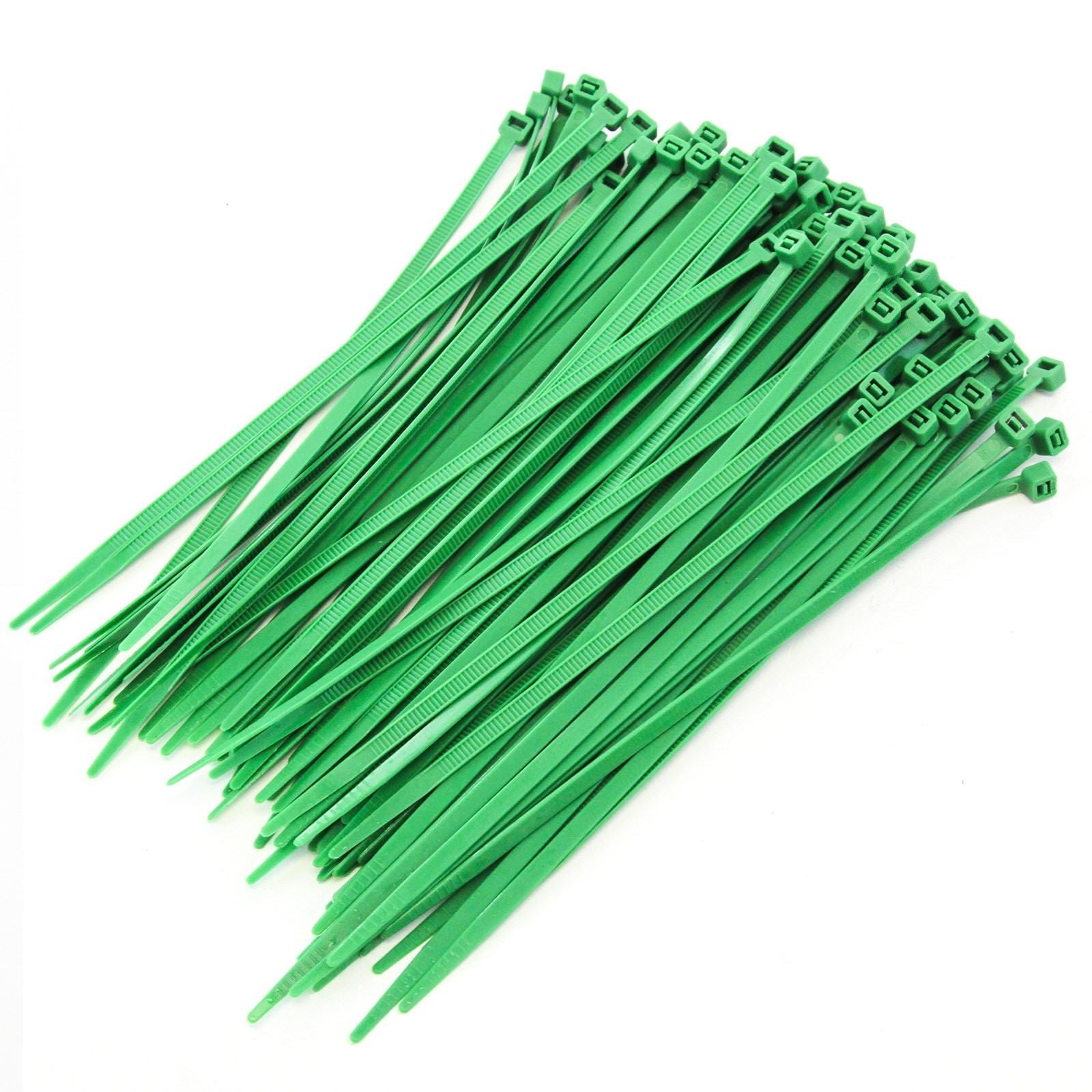 Red Hound Auto 250 Pack Heavy Duty 8 inches (50lbs) Zip Cable Tie Down Strap Wire Uv Green Nylon Wrap