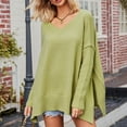 thumbnail image 6 of Lovskoo 2024 Sweaters for Women Long Sleeve V-Neck Trendy Knit Solid Color Pullover Sweater Yellow, 6 of 7