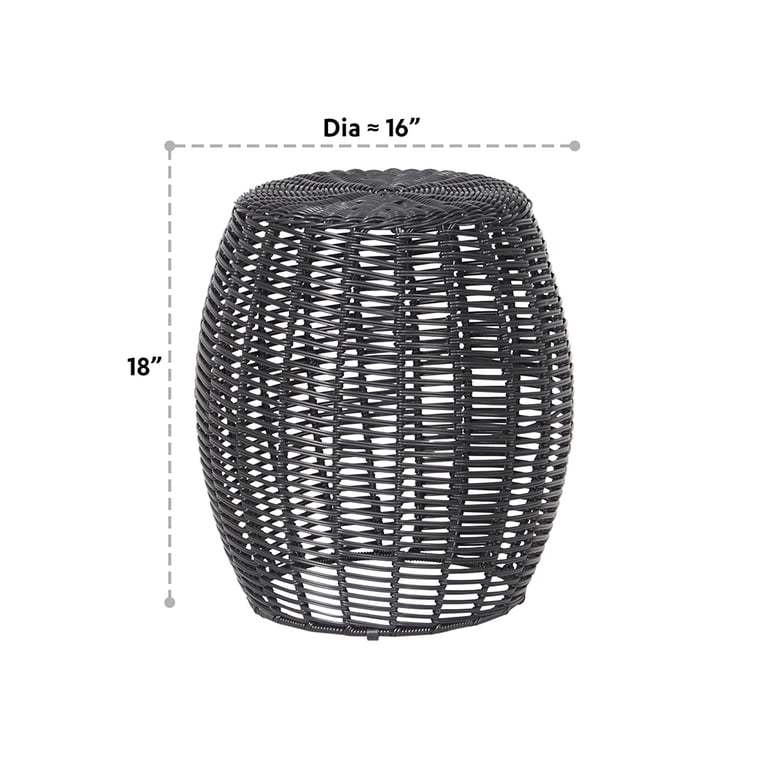 Abble Patio Wicker Side Table, Round 16-Inch Black photo 4
