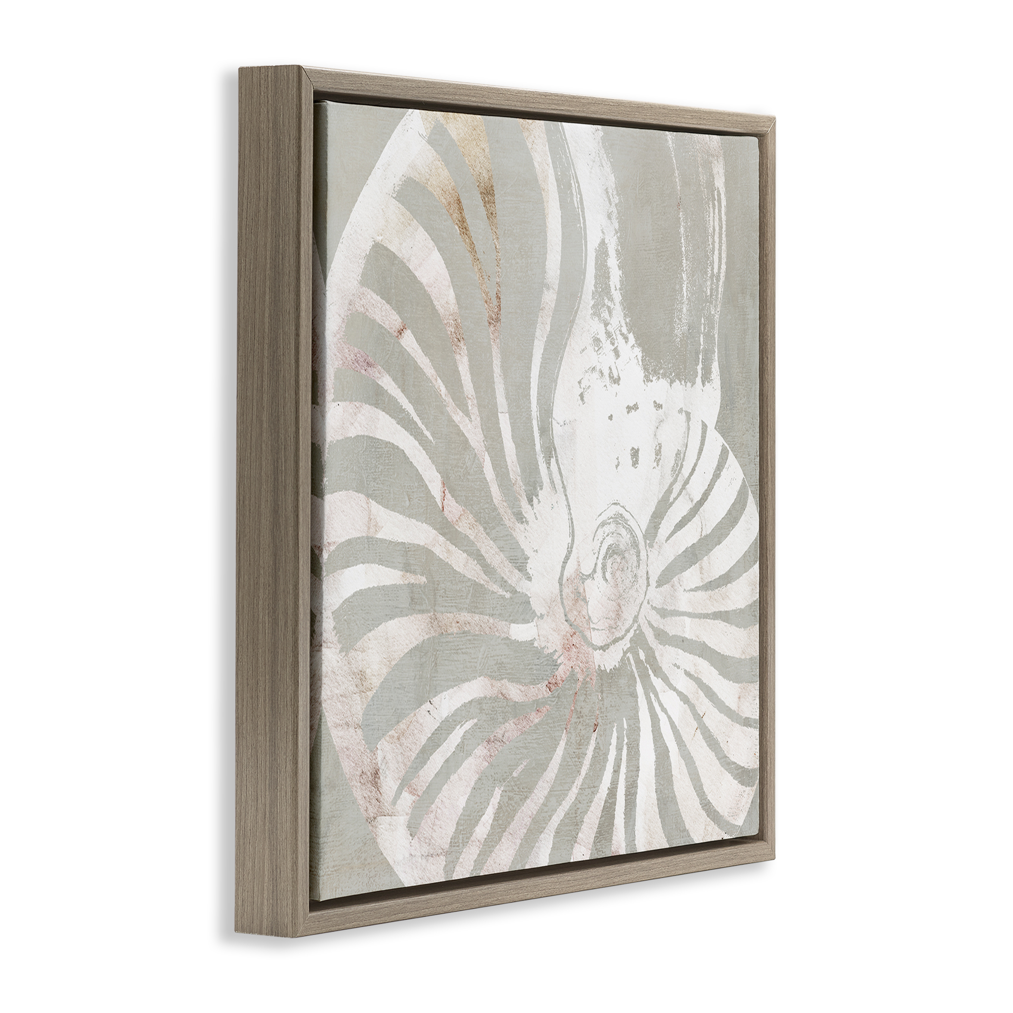 Stupell Industries Beige Nautilus Pattern Nautical & Beach Painting Brown Floater Framed Canvas Art Print Wall Art, 25 x 25