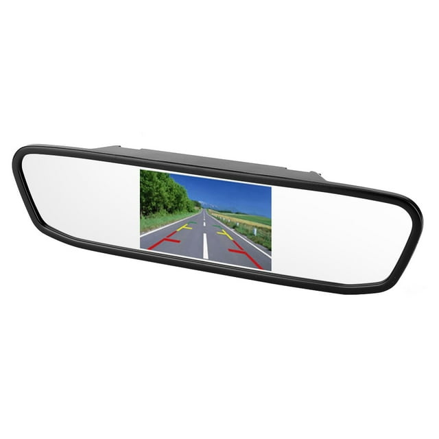 Monitor de espejo retrovisor de coche de 4,3 pulgadas, pantalla LCD TFT HD, entrada de vídeo de 2 canales