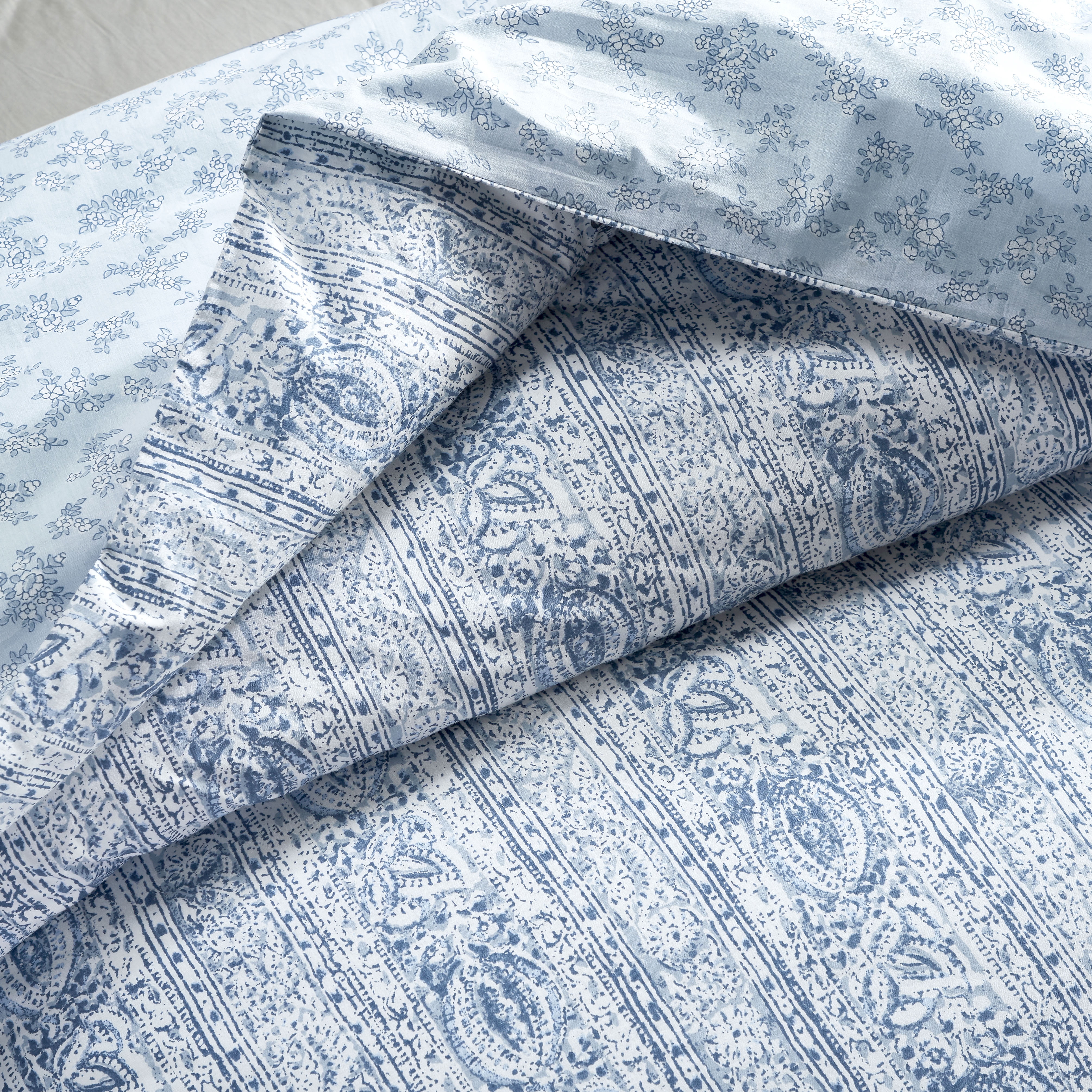 Simply Shabby Chic Blue Batik Stripe Duvet Set, King