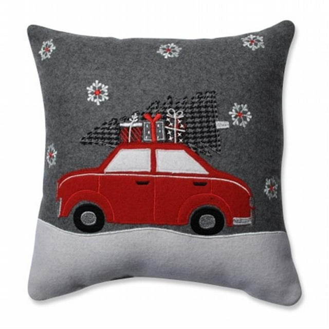 Pillow Perfect 599144 16 Po Voiture Cadeau Gris & Rouge Lancer Carré Oreiller