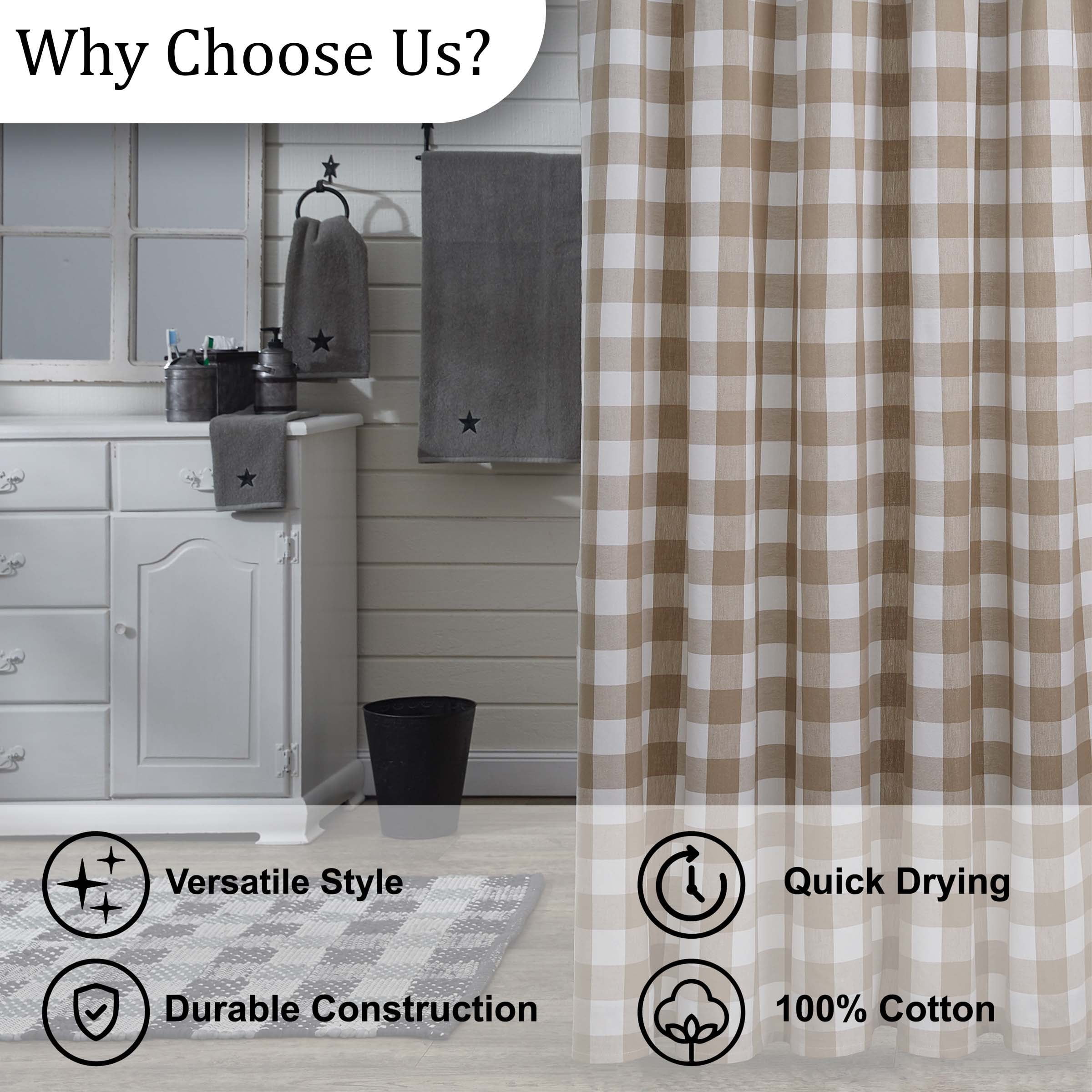 Park Designs Natural Buffalo Check Shower Curtain 72"