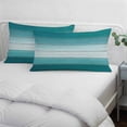thumbnail image 4 of Teal Turquoise Oversized Pillow Covers, Farmhouse Abstract Gradient Wooden Plank Soft Throw Pillow Cases with Invisible Zipper, Decorative Pillowcase Pillows Protectors for Sofa Bed Couch 24"x36", 4 of 9