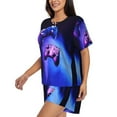 thumbnail image 2 of Kdxio Play Gaming Print Pajamas Sets for Women Short-Sleeved Pjs with Lounge Shorts Two Piece Sleepwear S-4XL, 2 of 8