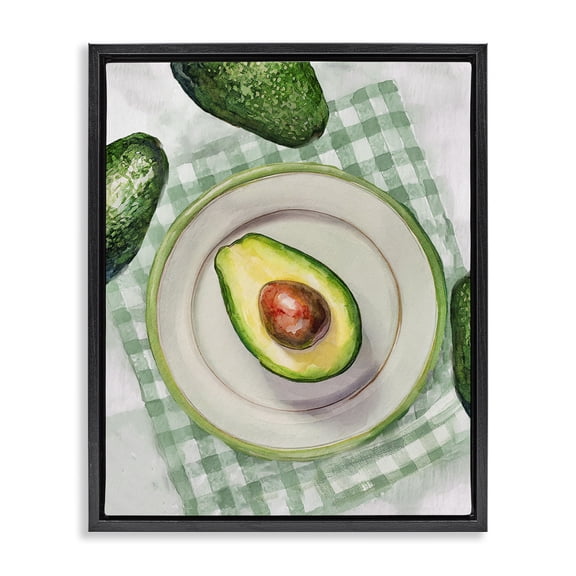 Stupell Industries Delicious Avocado on Plate Food & Beverage Painting Black Floater Framed Canvas Art Print Wall Art, 17 x 21
