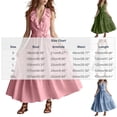 thumbnail image 3 of Women's Maxi Dress V Neck Sleeveless Ruffle Trim Tie Waist Tiered Dress Flowy Casual Summer Vacation Sundress Green L, 3 of 5