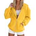 thumbnail image 2 of Aihuaihua Zip Up Hoodie Women Plus Size Cute Casual Long Sleeve Zipper Sweatshirts Fall Y2k Outfits Comfy Track Jackets with Pockets (Yellow,L), 2 of 8