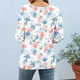 thumbnail image 6 of CYMMPU Women's Button up Scoop Neck Floral Printed 3/4 Length Sleeve Basic Tees Summer Fall Tunic Tops Swing Shirts Vintage Business Work Blouses 2025 Clothes Light Blue XXXL, 6 of 7
