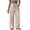 Beige #1, variant on Womens Summer Striped Pants Faux Linen Comfy Drawstring Wide Leg Pants Pockets Resort Beach Vacation Lounge Trousers Red 2XL