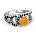 thumbnail image 3 of 2.50 Ct Round Shape Citrine & Black Onyx Gemstone Sparkle Wedding Ring for Women Solid 14K White Gold Size 3.5 by Diamond-Capitals, 3 of 8