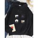 thumbnail image 4 of Sudadera con capucha con estampado de gato para mujer, ropa de calle cálida, informal, holgada, cómoda, versátil, café, otoño, 4 of 5