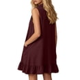 thumbnail image 5 of QUNYINEY Mini Women Dresses Summer Sleeveless A Line Red Sundress Loose Fit Ruffle Collared with Pockets Dresses, 5 of 7