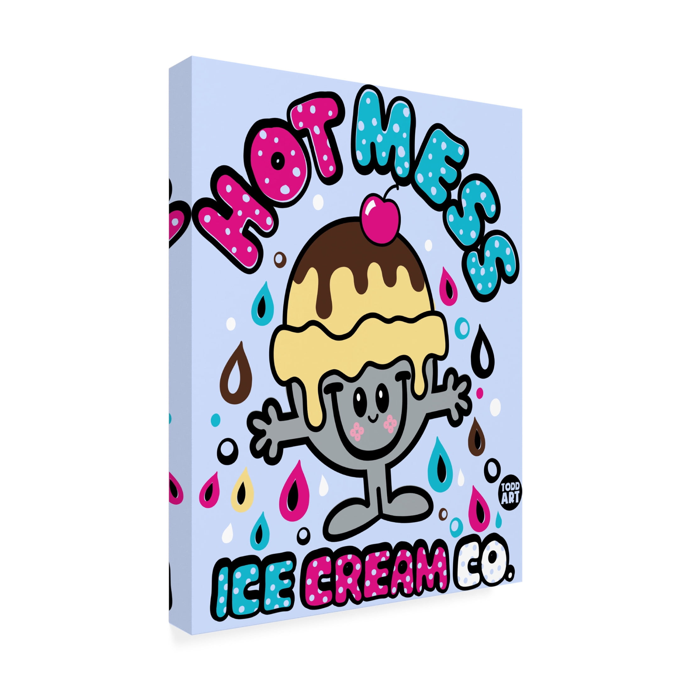 Canvas Wall Art - toddart 'Funshine Hot Mess Ice Cream' Wall Art for Living Room, Bedroom, or Office Décor by Trademark Fine Art - 35 x 47 Inches
