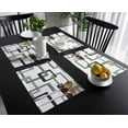 thumbnail image 3 of Placemats for Dinning Table Set of 4 Waterproof Cloth Table Mats, Cotton Linen Place Mats Fabric Dinner Mat, Middle Century Green Geometric, Table Decor Easy Clean Machine Washable, 3 of 6